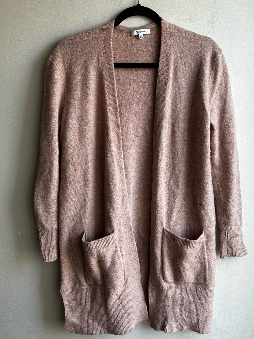 Madewell Dusty Rose Open-Front Pocket Cardigan